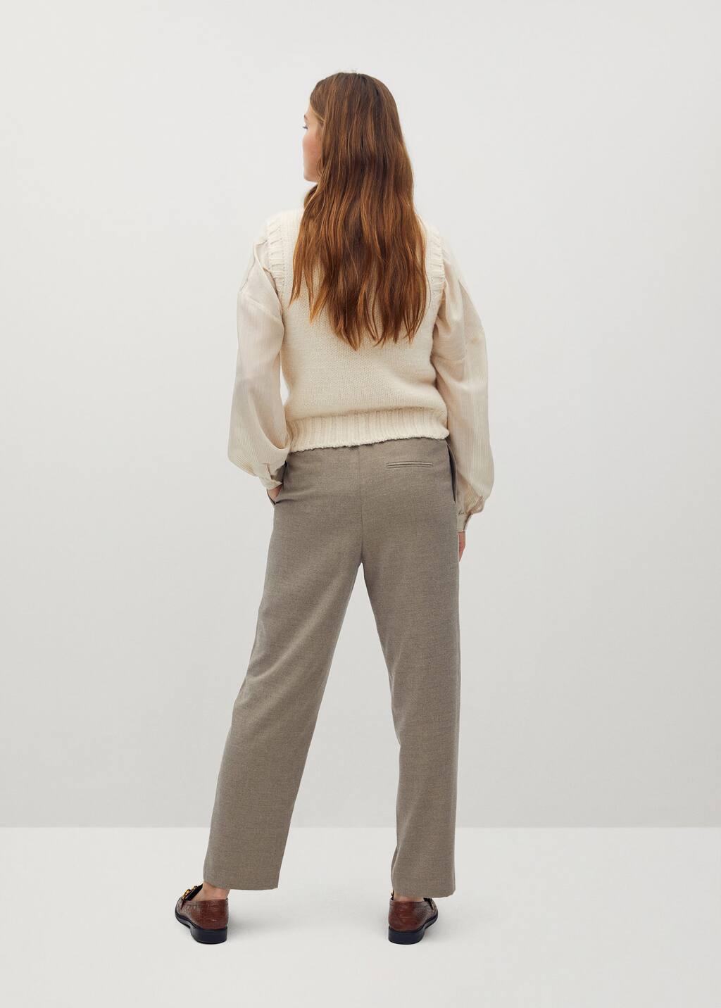 AmaSells Womens Pants Solid Color Cropped Trousers Elastic Waist Trunks Large Size Wide Leg Pants